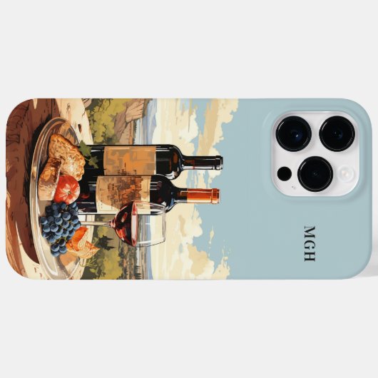 Custom Monogram Wine Lover Case-Mate iPhone Hülle (Rückseite (Horizontal))
