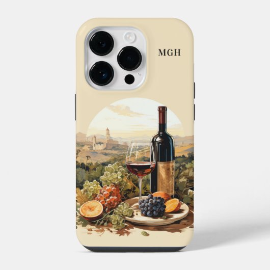 Custom Monogram Wine Lover iPhone Hülle (Rückseite)