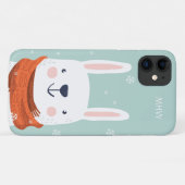 Custom monogram Winter Bunny Phone Fälle Case-Mate iPhone Hülle (Rückseite (Horizontal))