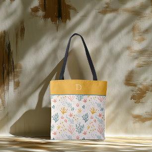 Custom Monogram with Colorful Botanic Pattern Tasche