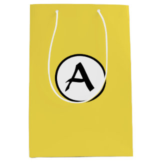 CUSTOM MONOGRAM YELLOW GIFT BAG MITTLERE GESCHENKTÜTE