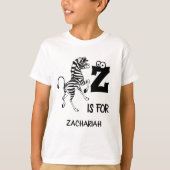 Custom monogram Z is for zebra niedlich African an T-Shirt (Vorderseite)