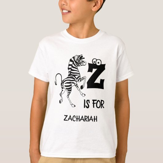 Custom monogram Z is for zebra niedlich African an T-Shirt (Vorderseite)