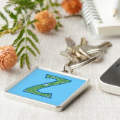 Custom Monogram Z Schlüsselanhänger, Ditsy Floral  Schlüsselanhänger (Seite)