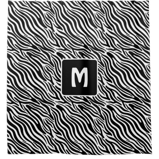 Custom Monogram Zebra Pattern Duschvorhang (Vorderseite)