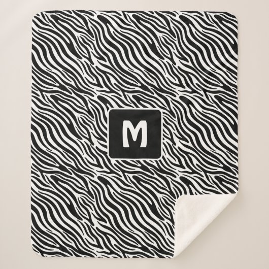 Custom Monogram Zebra Pattern Sherpadecke (Vorderseite)