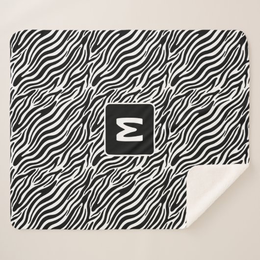 Custom Monogram Zebra Pattern Sherpadecke (Vorderseite (Horizontal))