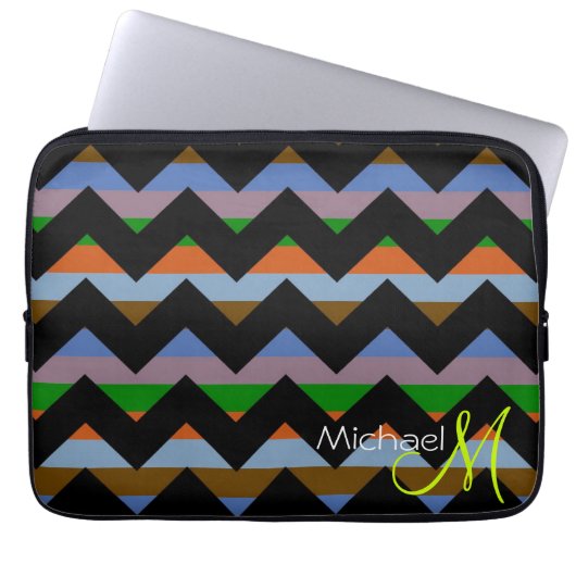 Custom Monogram Zickzack Zigzag 3 Laptopschutzhülle (Vorderseite)