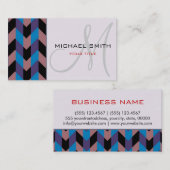 Custom Monogram Zickzack Zigzag Muster 7 Visitenkarte (Vorne/Hinten)