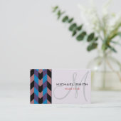 Custom Monogram Zickzack Zigzag Muster 7 Visitenkarte (Stehend Vorderseite)