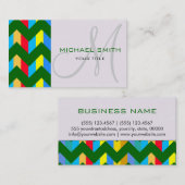 Custom Monogram Zickzack Zigzag Muster 9 Visitenkarte (Vorne/Hinten)