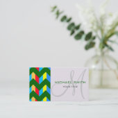 Custom Monogram Zickzack Zigzag Muster 9 Visitenkarte (Stehend Vorderseite)