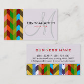 Custom Monogram Zickzack Zigzag Muster 9 Visitenkarte (Vorne/Hinten)