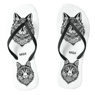 Custom Monogram Zierkatze Badesandalen