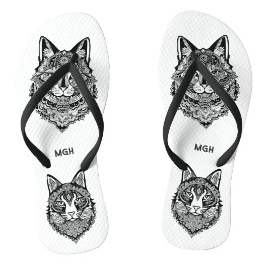 Custom Monogram Zierkatze Badesandalen (Fußbett)