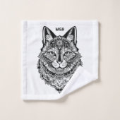 Custom Monogram Zierkatze Badhandtuch Set (Waschlappen)