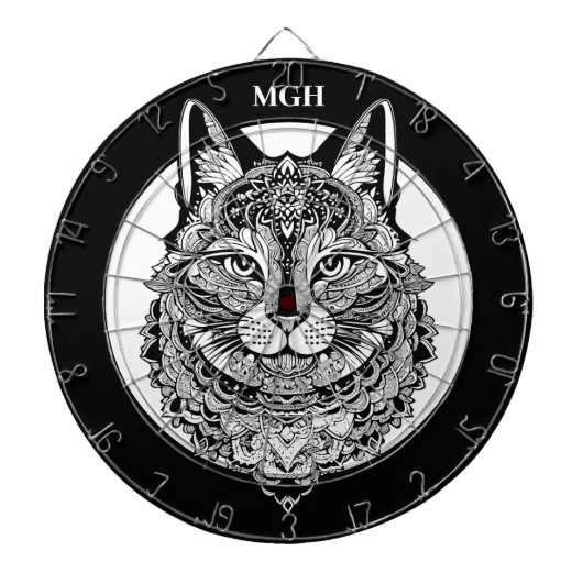 Custom Monogram Zierkatze Dartscheibe (vorne)