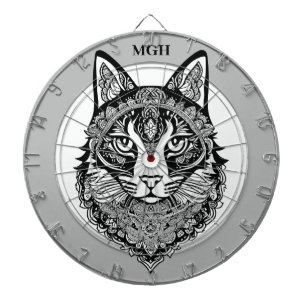 Custom Monogram Zierkatze Dartscheibe