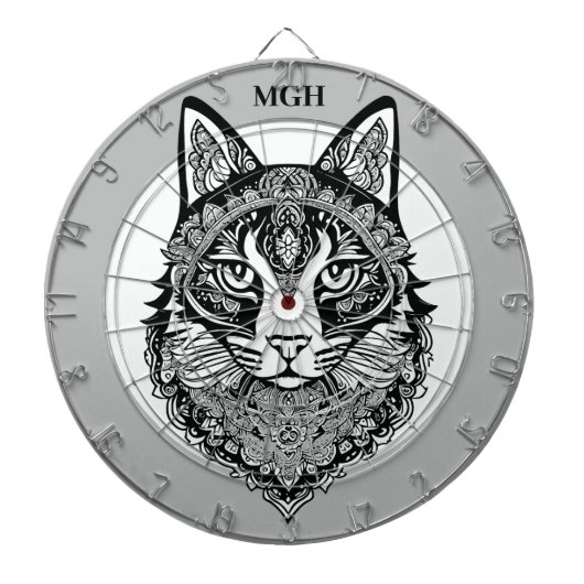 Custom Monogram Zierkatze Dartscheibe (vorne)