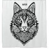 Custom Monogram Zierkatze Duschvorhang (Vorderseite)