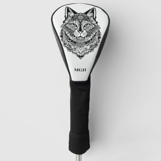 Custom Monogram Zierkatze Golf Headcover (Vorderseite)