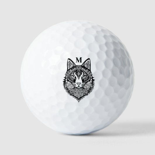 Custom Monogram Zierkatze Golfball (Vorderseite)