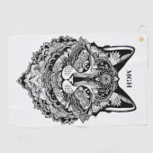Custom Monogram Zierkatze Golfhandtuch (Horizontal)