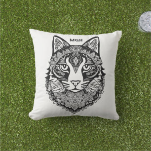 Custom Monogram Zierkatze Kissen