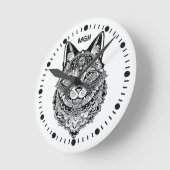 Custom Monogram Zierkatze Runde Wanduhr (Winkel)