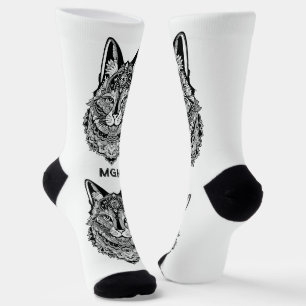 Custom Monogram Zierkatze Socken