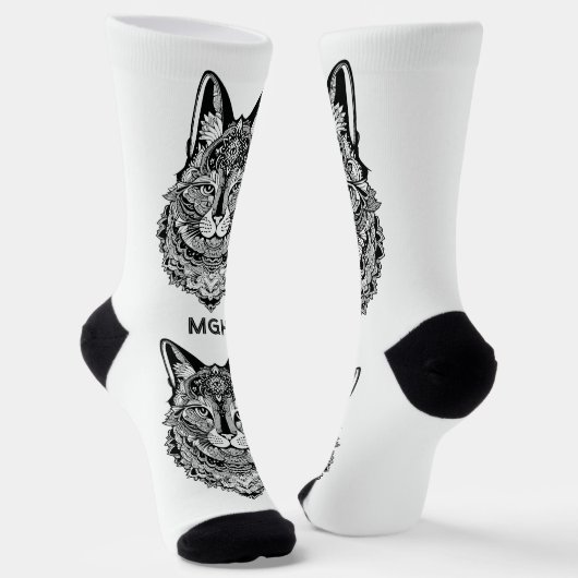 Custom Monogram Zierkatze Socken (Gewinkelt)