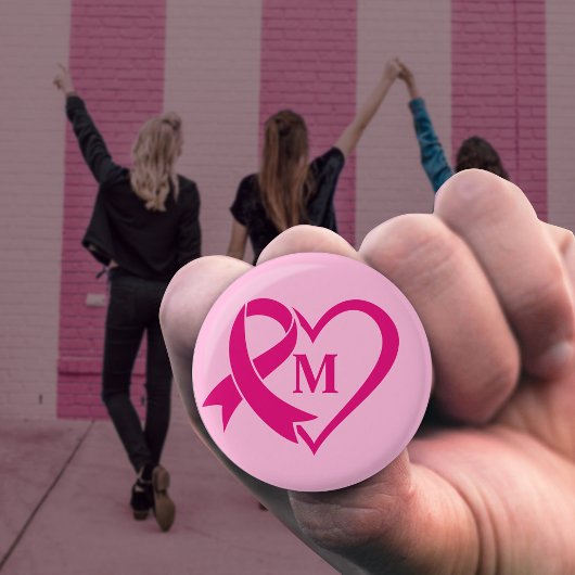 Custom Monogramm Brustkrebs Awareness Ribbon Button