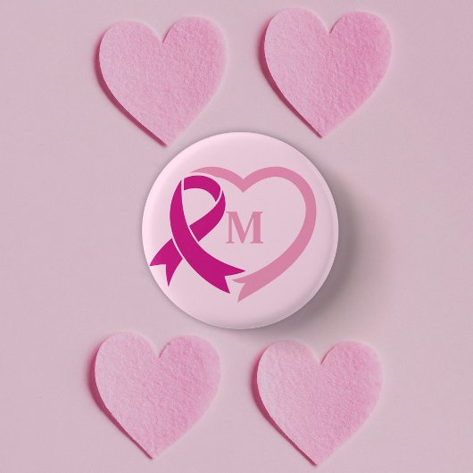 Custom Monogramm Brustkrebs Awareness Ribbon Button