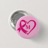 Custom Monogramm Brustkrebs Awareness Ribbon Button (Vorne & Hinten)
