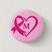 Custom Monogramm Brustkrebs Awareness Ribbon Button (Vorderseite)