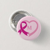 Custom Monogramm Brustkrebs Awareness Ribbon Button (Vorne & Hinten)