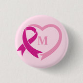Custom Monogramm Brustkrebs Awareness Ribbon Button (Vorderseite)