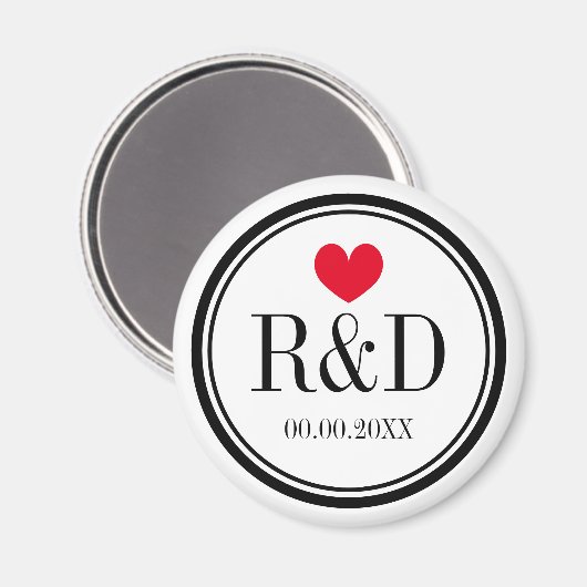 Custom monogramm Herz Hochzeitsparty favorisieren Magnet (Vorderseite/Rückseite)