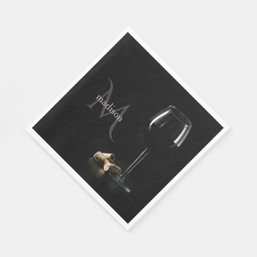 Custom Monogramm "Weinglas" Serviette (Ecke)