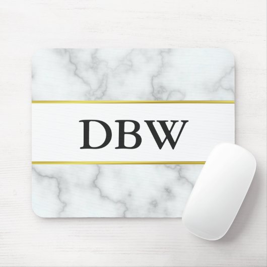 Custom Monogrammed Falsch White Marble Mousepad (Mit Mouse)