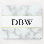 Custom Monogrammed Falsch White Marble Mousepad (Vorne)