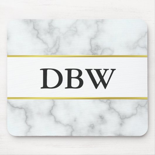 Custom Monogrammed Falsch White Marble Mousepad (Vorne)