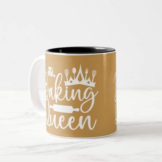 Custom Monogran Baking Queen Mütter Geschenk Zweifarbige Tasse (Vorderseite Links)