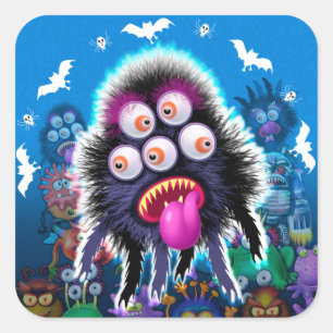Custom Monster Halloween Sticker. Quadratischer Aufkleber