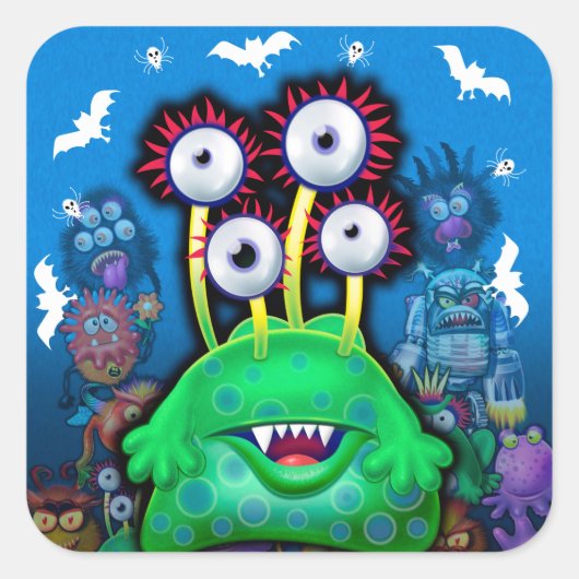 Custom Monster Halloween Sticker. Quadratischer Aufkleber (Vorderseite)