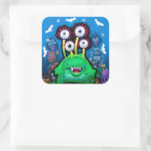 Custom Monster Halloween Sticker. Quadratischer Aufkleber (Tasche)