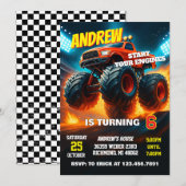 Custom Monster Truck Cars Birthday Party  Einladung (Vorne/Hinten)
