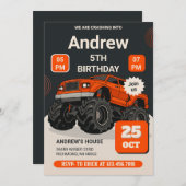 Custom Monster Truck Kids Party Geburtstag Einladung (Vorne/Hinten)