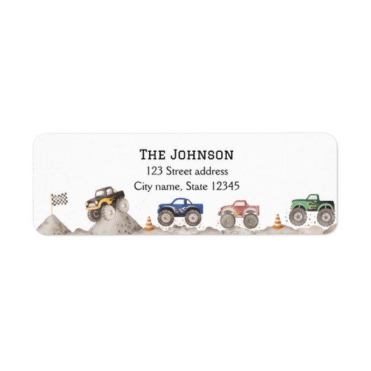 Custom Monster Truck Return Address Labels (Vorne)