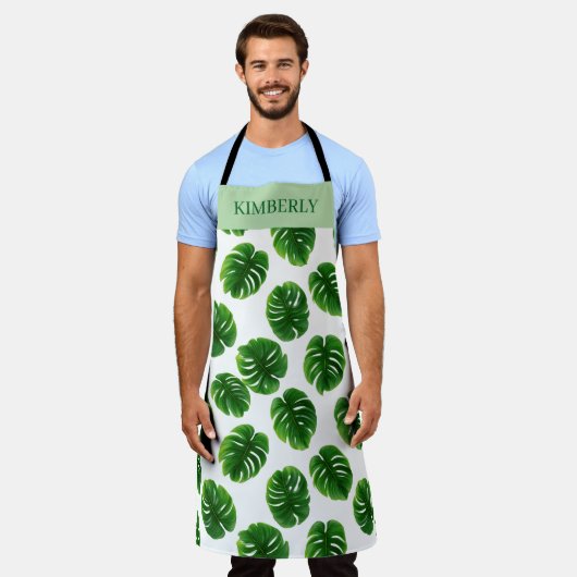 Custom Monstera Leaf Tropical Pattern Schürze (Getragen)